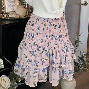 English Factory Coquette Floral Ruffle Pink Skirt Cottagecore Pretty‎ Mini